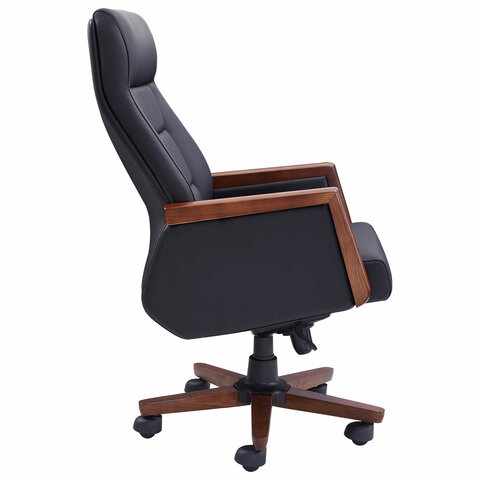 Кресло HAWASAN (ХАВАСАН) "Overlord EX-770", мультиблок, дерево, натуральная кожа, черное, 532934