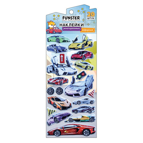 Наклейки зефирные "Для мальчиков", 19х9,5 см, ассорти 8 видов, FUNSTER (ФАНСТЕР), 666090