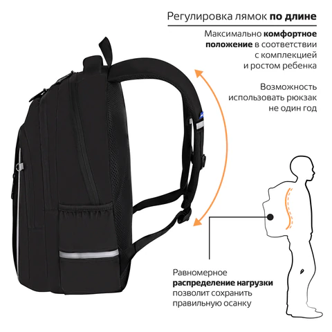 Рюкзак BRAUBERG INTENT, 2 отделения, 4 кармана, "Dark side", 39х27х14 см, 273112