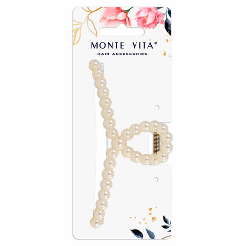 Краб для волос 13 см, жемчужный, MONTE VITA (МОНТЕ ВИТА), 457020