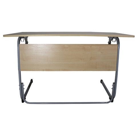 Стол-парта 2-местный, регулируемый угол, "Атлант", 1200х500х520-640 мм, рост 2-4, серый каркас, ЛДСП клён