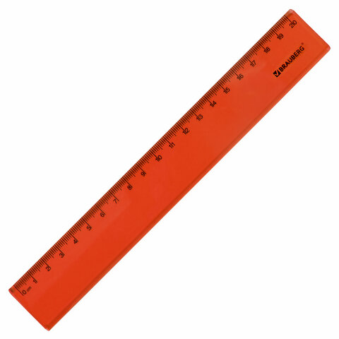 Линейка пластиковая 20 см BRAUBERG "FRUITY", тонированная, ассорти, 210766