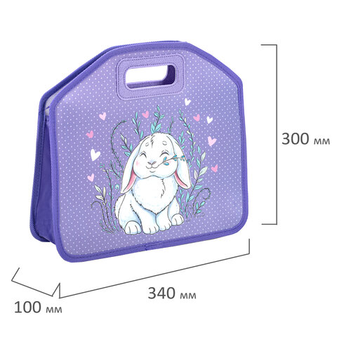 Папка-сумка ЮНЛАНДИЯ, 1 отделение, фетровые ручки, 34х30х11 см, "Little bunny", 270998