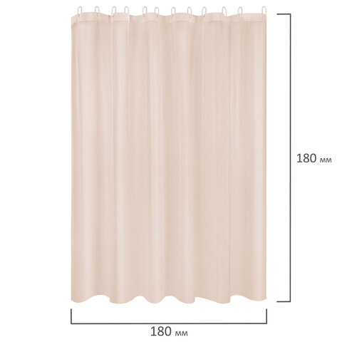 Шторка для ванной PEVA, 180х180 см, кольца в комплекте, 3 цвета ассорти (белый, голубой, коричневый), WBZ (ВБЗ), 700067