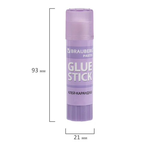Клей-карандаш в пастельном корпусе BRAUBERG PASTEL, 15 г, PVP-основа, ассорти, 271249