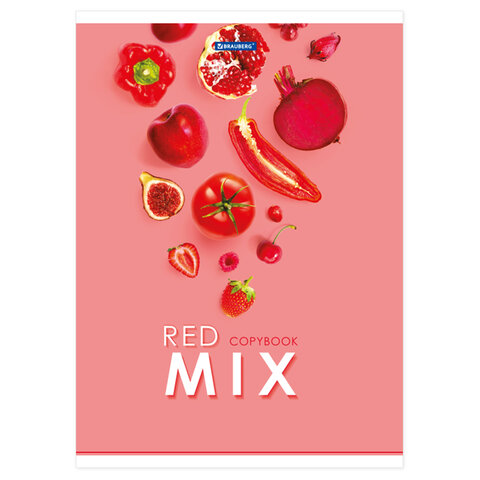Тетрадь А4, 80 л., BRAUBERG, скоба, клетка, обложка картон, "Mix", 404046