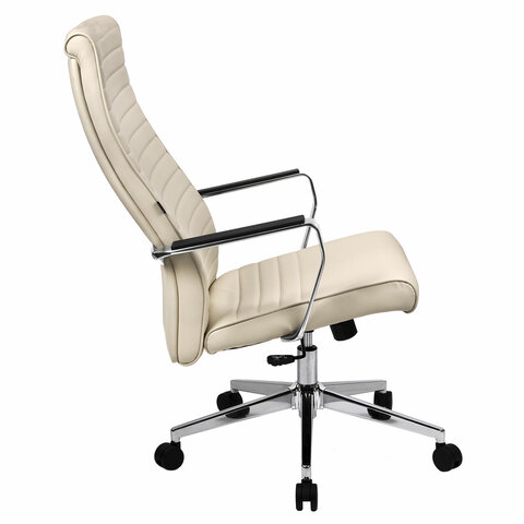 Кресло BRABIX PREMIUM "Solo EX-730", алюминий, хром, экокожа, бежевое, 532937