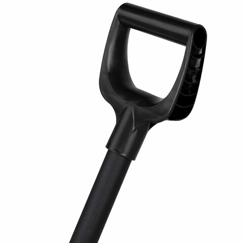 Лопата снеговая 46х33см "КРЕПЫШ" ребра жесткости, планка на клепках СУПЕРПРОЧНАЯ алюминиевый черенок с V-ручкой, ЧЕРНАЯ, ГРАНДМАСТЕР, 700330