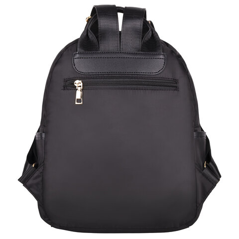 Рюкзак BRAUBERG PODIUM женский, карман-антивор, нейлон, черный, 30х26х12 см, 270814