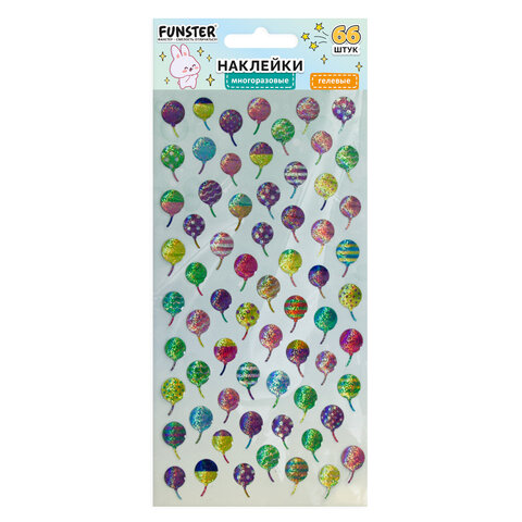 Наклейки гелевые "Яркое ассорти", 17,5х9 см, ассорти 8 видов, FUNSTER (ФАНСТЕР), 666101