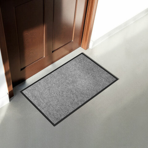 Коврик придверный 50х80 см, СЕРЫЙ, влаго-грязезащитный, 300 г/м2, мелкий рубчик, PRIMILA (ПРИМИЛА) STANDARD, 701019