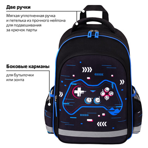 Рюкзак ПИФАГОР SCHOOL, 1 отделение, 3 кармана, "Lucky gamer", 38x28х14 см, 273172