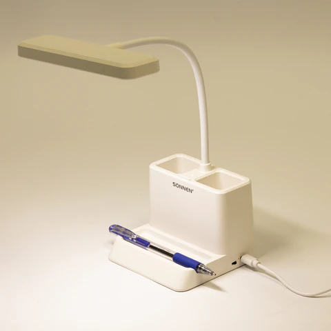 Настольная лампа / светильник беспроводная SONNEN PT-302, органайзер, USB, LED, 3 Вт, 3 режима, 238783