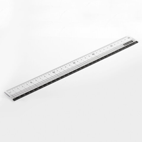 Линейка пластиковая 30 см BRAUBERG, прозрачная, черно-белая печать, европодвес, 210743