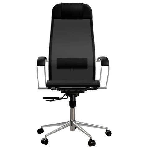 Кресло МЕТТА "ErgoLife" 10 B1-104K, хром, синхромеханизм, прочная сетка, черное