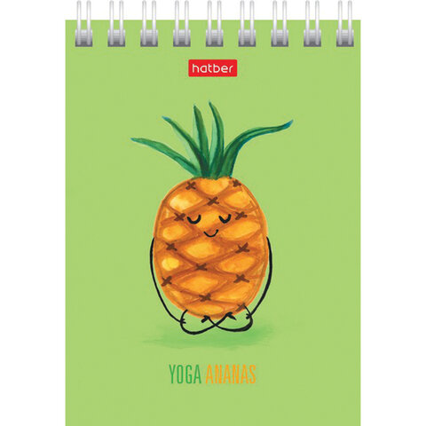 Блокнот МАЛЫЙ ФОРМАТ А7 75х105 мм, 60 л., гребень, картон, клетка, HATBER, "Йога-Фитнес", 066625, 60Б7В1гр