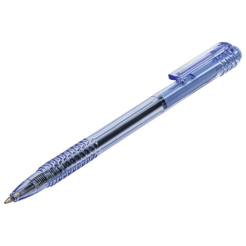 Ручка шариковая масляная автоматическая BRAUBERG "Click Blue", СИНЯЯ, тонированный корпус, узел 1 мм, линия письма 0,5 мм, 142712