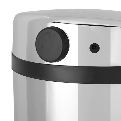 Ведро для мусора СЕНСОРНОЕ 30 л, нержавеющая сталь, зеркальная крышка, питание от 4-х батареек AA (не входят в комплект), LAIMA, 609329