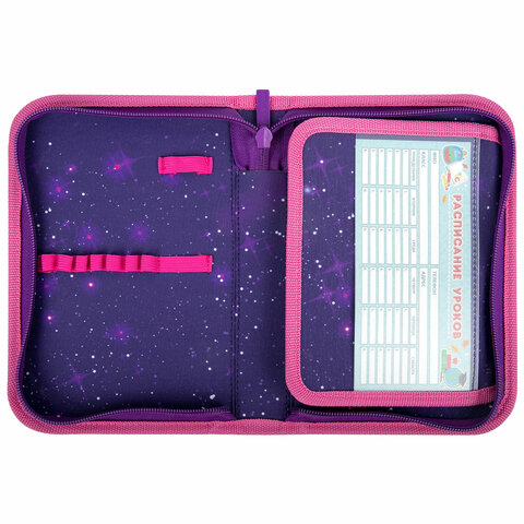 Пенал BRAUBERG, 1 отделение, 1 откидная планка, полиэстер, 21х14 см, "Space cat", 270712