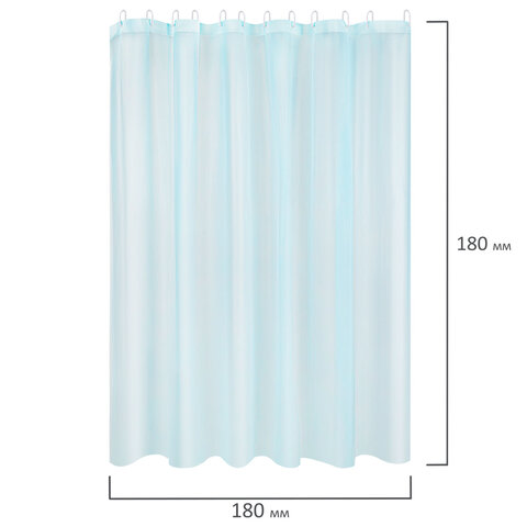 Шторка для ванной PEVA, 180х180 см, кольца в комплекте, 3 цвета ассорти (белый, голубой, коричневый), WBZ (ВБЗ), 700067