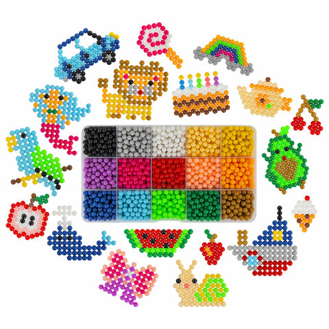 Аквамозаика, 15 цветов, 1500 бусин, в колорбоксе, ЮНЛАНДИЯ, 663778