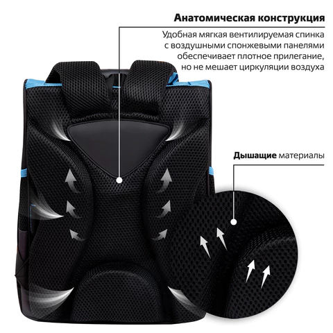 Ранец ПИФАГОР BASIC, 1 отделение, 3 кармана, эргономичная спинка, "Angry shark", 35х28х18 см, 272044
