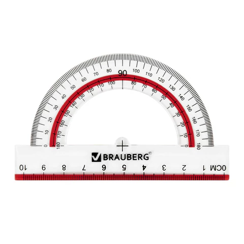 Набор чертежный большой BRAUBERG "Crystal" (линейка 30 см, 2 угольника, транспортир), выделенная шкала, 210297