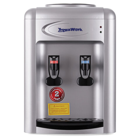 Кулер для воды AQUA WORK 0.7-TDR, настольный, НАГРЕВ/ЭЛЕКТРОННОЕ ОХЛАЖДЕНИЕ, 2 крана, серебро, 24762