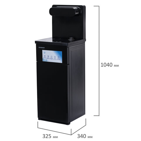 Кулер для воды с чайником SONNEN TBE-01 Tea Bar, напольный, ОХЛАЖДЕНИЕ ЭЛЕКТРОННОЕ, сенсорное управление, пульт ДУ, дисплей, шкафчик, 455749