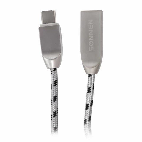 Кабель USB 2.0 – Type-C, 1 м, SONNEN Premium, медь, передача данных и быстрая зарядка, 513127