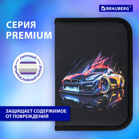 Пенал BRAUBERG, 1 отделение, полиэстер, 21х14 см, "Neon drift", 272329
