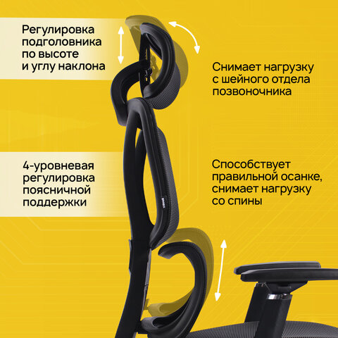 Кресло BRABIX PREMIUM "Fargo ER-710", синхромеханизм, 3D подлокотники, сетка/ткань TW, черное, 532949