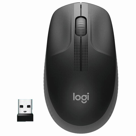Мышь беспроводная LOGITECH M190, 2 кнопки + 1 колесо-кнопка, оптическая, черно-серая