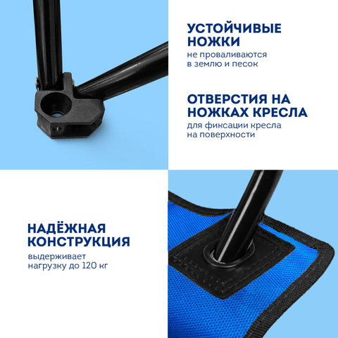 Кресло складное туристическое садовое с подстаканником в чехле, синее, DASWERK (ДАСВЕРК), 680047