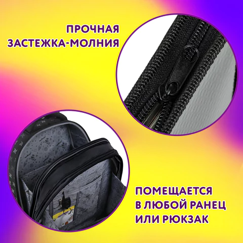 Папка для тетрадей ЮНЛАНДИЯ А4, 1 отделение, картон/пластик, конгрев, на молнии, "Duck tales", 272134