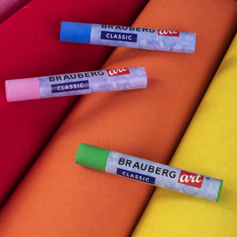 Пастель масляная художественная BRAUBERG ART CLASSIC, УТОЛЩЕННАЯ, 12 цветов, круглое сечение, 181450