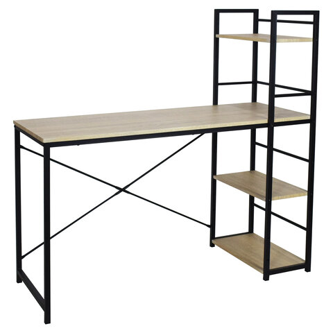 Стол на металлокаркасе BRABIX "LOFT CD-005",1200х520х1200 мм, 3 полки, цвет дуб натуральный, 641223