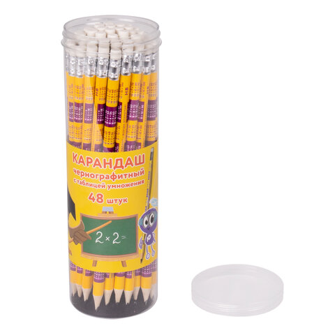 Карандаш чернографитный с таблицей умножения ЮНЛАНДИЯ "ЮНЛАНДИК-МАТЕМАТИК", HB, с ластиком, 181581