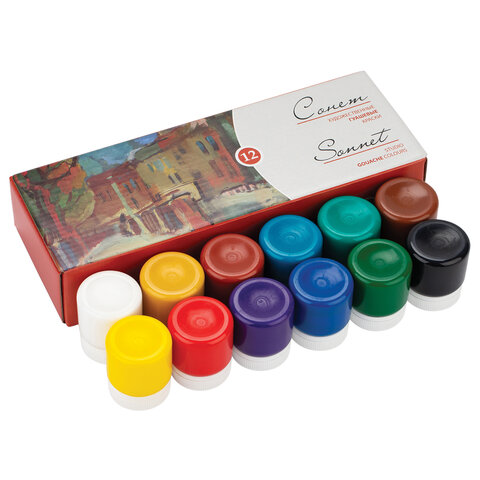 Гуашь художественная "Сонет", 12 цветов по 40 мл, Невская Палитра, 3641064
