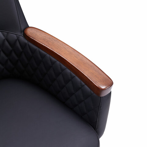 Кресло HAWASAN (ХАВАСАН) "Desire EX-771", мультиблок, дерево, натуральная кожа, черное, 532935