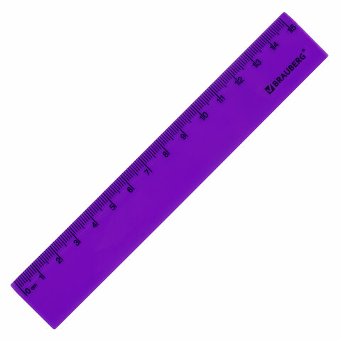 Линейка пластиковая 15 см, BRAUBERG "NEON", ассорти, пакет, 210750