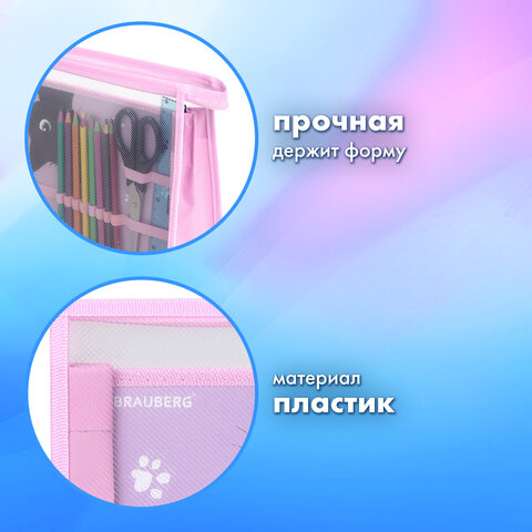 Папка для труда BRAUBERG А4, 2 отделения, пластик, молния сверху, органайзер, "Hide and seek", 273399