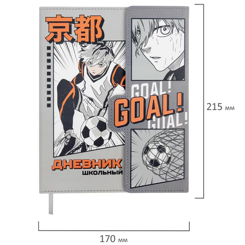 Дневник 1-11 класс 48 л., кожзам (твердая), магнитный клапан, ЮНЛАНДИЯ, "Goal", 106929