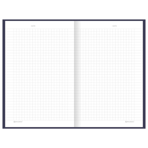Блокнот А5 134х206 мм, 80 л., твёрдый, клетка, BRAUBERG "Minimal", синий, 116439
