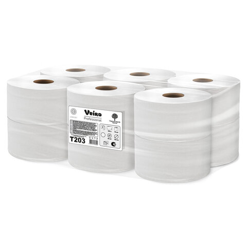 Бумага туалетная 200 м, VEIRO Professional (Система T2), КОМПЛЕКТ 12 шт, Comfort, 2-слойная, T203