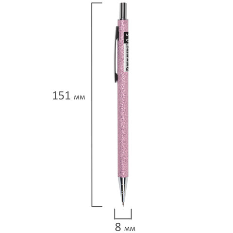 Карандаш механический 0,5 мм + грифели HB 12 штук на блистере, BRAUBERG "ROSE PINK", 181971