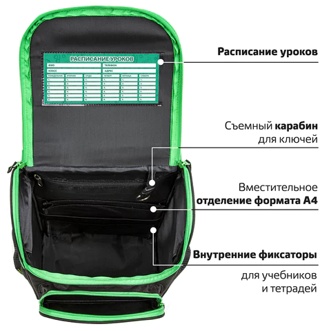 Ранец ПИФАГОР BASIC, 1 отделение, 3 кармана, эргономичная спинка, "Monster steel", 35х28х18 см, 270686