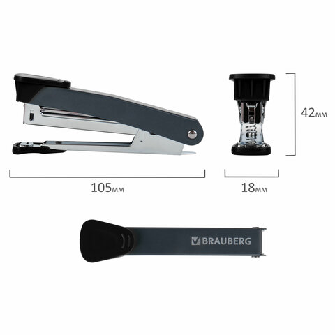 Степлер №10 металлический BRAUBERG "UNIVERSAL GT", до 16 листов, с антистеплером, черный, 272750