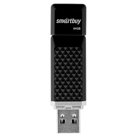Флеш-диск 64 GB SMARTBUY Quartz USB 2.0, черный, SB64GBQZ-K