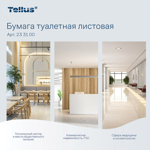 Бумага туалетная листовая Tellus/TORK (Система ТР3) ПРЕМИУМ КОМПЛЕКТ 40 шт., 200 л., 11х23 см, 2-слойная, 233100
